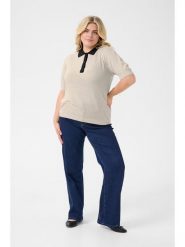 KAFFE curve Sweter w kolorze beżowym rozmiar: XL. Brązowe swetry klasyczne damskie KAFFE curve, xl, bez kołnierzyka. Za 113.99 zł.