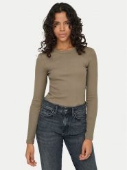 ONLY Bluzka Val 15371305 Brązowy Regular Fit. Brązowe bluzki damskie Only, xs, bez wzorów, z bawełny, bez kołnierzyka, bez ramiączek. Za 79.99 zł.