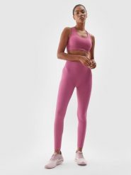 4F Legginsy treningowe bezszwowe z wysokim stanem damskie - różowe XS/S. Czerwone legginsy damskie 4F, s, bez wzorów, z dzianiny. W wyprzedaży za 79.99 zł.