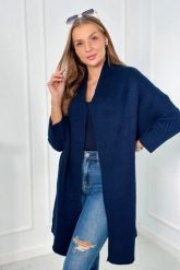 Sweter z rękawami typu nietoperz granatowy. Niebieskie swetry klasyczne damskie KESI, l, z wełny, bez kołnierzyka, plus size. Za 178.78 zł.