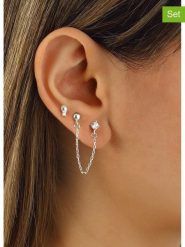 Miu Silver Srebrne kolczyki-wkrętki (2 szt.) z cyrkoniami rozmiar: onesize. Szare kolczyki damskie Miu Silver, z cyrkonią, srebrne. Za 86.99 zł.