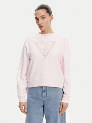 Guess Bluza W5GQ12 KBKM0 Różowy Regular Fit. Czerwone bluzy damskie Guess, xxl, z aplikacjami, z bawełny, bez kaptura. Za 429.99 zł.