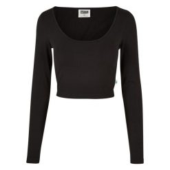 Damska koszulka crop top z długim rękawem Urban Classics Organic. Czarne koszulki damskie Urban Classics, bez wzorów, bez kołnierzyka, bez ramiączek. Za 113.00 zł.