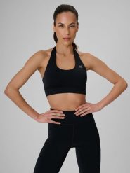 4F Biustonosz treningowy z niskim wsparciem damski - czarny XL. Czarne biustonosze sportowe damskie 4F, bez wzorów, z gumy. Za 99.99 zł.