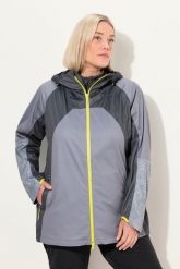 Damskie Kurtka funkcyjna wodoodporna dwukierunkowy zamek błyskawiczny. Szare kurtki damskie Ulla Popken, plus size, bez wzorów, z materiału, z kapturem. Za 559.99 zł.