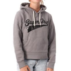 Bluza damska z kapturem Superdry Super Athletics. Szare bluzy damskie Superdry, l, bez wzorów, z bawełny, z kapturem. Za 344.50 zł.