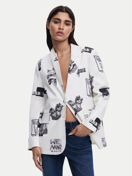 Desigual Marynarka 25SWEW15 Biały Regular Fit. Białe marynarki i żakiety damskie Desigual, s, bez wzorów, z syntetyku. Za 309.99 zł.