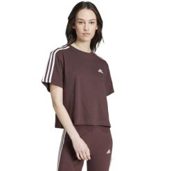 Koszulka damska adidas Essentials 3-Stripes Single Jersey Crop Top. Białe bluzki damskie Adidas, m, bez wzorów, z jersey, bez kołnierzyka, bez ramiączek. Za 99.00 zł.