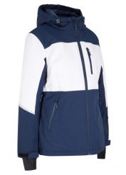 Wodoodporna funkcyjna kurtka narciarska. Niebieskie kurtki damskie bonprix, na zimę, bez wzorów, bez kaptura. Za 389.99 zł.