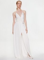 Elisabetta Franchi Sukienka wieczorowa AB-430-32E2-V700 Biały Regular Fit. Białe sukienki damskie Elisabetta Franchi, bez wzorów, wizytowe, bez ramiączek. Za 3,829.00 zł.