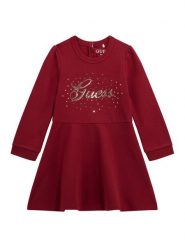 Guess Sukienka dzianinowa K5BK03 KAE30 Bordowy Regular Fit. Czerwone sukienki dziewczęce Guess, z aplikacjami, z dzianiny, bez ramiączek, proste. Za 142.00 zł.