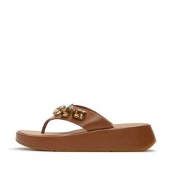 Klapki damskie FitFlop F-Mode Ultra. Brązowe klapki damskie FIT FLOP, bez wzorów, z materiału, bez obcasa, bez zapięcia. Za 859.00 zł.