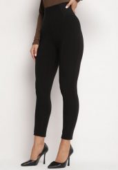 Czarne Klasyczne Bawełniane Legginsy z Wysokim Stanem Evarie. Czarne legginsy damskie Born2be, l, bez wzorów, z bawełny. Za 39.99 zł.