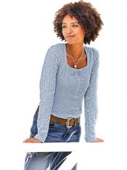 Heine Bluzka w kolorze błękitnym rozmiar: 42. Niebieskie bluzki damskie Heine, bez wzorów, z bawełny, bez kołnierzyka, bez ramiączek. Za 121.80 zł.