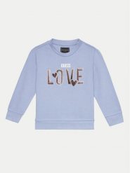 Guess Bluza K4BQ03 KAX73 Błękitny Regular Fit. Niebieskie bluzy dziewczęce Guess, z aplikacjami, z bawełny, bez ramiączek, bez kaptura. Za 189.99 zł.