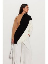 Trendyol Sweter w kolorze karmelowo-czarno-białym rozmiar: XL. Brązowe swetry klasyczne damskie Trendyol, xl, bez kołnierzyka. Za 95.46 zł.