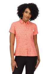 Regatta Koszula "Mindano VI" w kolorze pomarańczowym rozmiar: 36. Pomarańczowe koszule damskie Regatta, bez wzorów, bez kołnierzyka, bez ramiączek. Za 54.95 zł.