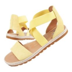 Sandały Sorel Ella Ii Sandal NL4049-757 żółte. Żółte sandały damskie bez wzorów, z gumy, bez obcasa, bez zapięcia. Za 212.19 zł.