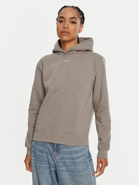 Calvin Klein Bluza Nano Logo K20K207615 Beżowy Regular Fit. Brązowe bluzy damskie Calvin Klein, xl, bez wzorów, z bawełny, bez kaptura. Za 269.99 zł.