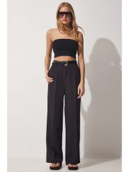 Happiness Istanbul Spodnie w kolorze czarnym rozmiar: 38. Czarne spodnie materiałowe damskie Happiness Istanbul, bez wzorów, z materiału. Za 78.99 zł.