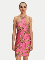 Versace Jeans Couture Sukienka koktajlowa 78HAO914 Różowy Slim Fit. Czerwone sukienki damskie Versace Jeans Couture, bez wzorów, z jeansu, wizytowe, bez ramiączek. Za 839.99 zł.