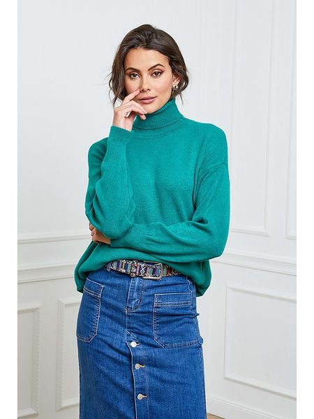 Joséfine Golf "Elona" w kolorze zielonym rozmiar: S. Zielone golfy damskie Joséfine, s, bez wzorów, z kaszmiru, bez ramiączek. Za 208.95 zł.