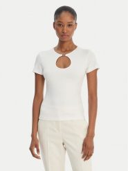 Rinascimento Bluzka CFC0128635003 Biały Regular Fit. Białe bluzki damskie Rinascimento, l, bez wzorów, z syntetyku, bez kołnierzyka, bez ramiączek. Za 252.99 zł.