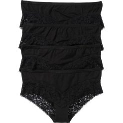 Figi "panty" z koronką (4 pary) bonprix czarny. Czarne bokserki damskie bonprix, w koronkowe wzory, z koronki. Za 51.96 zł.