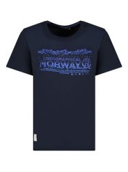 Geographical Norway Koszulka w kolorze granatowym rozmiar: L. Niebieskie bluzki damskie Geographical Norway, l, bez wzorów, z bawełny, bez kołnierzyka, bez ramiączek. Za 84.40 zł.
