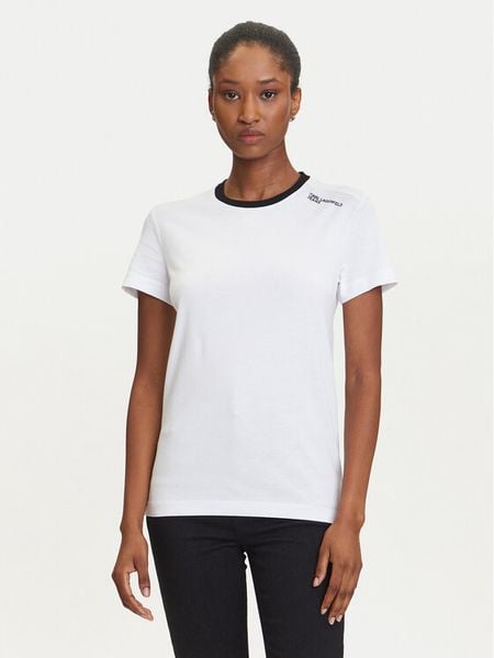 Karl Lagerfeld Jeans T-Shirt A3W17051 Biały Slim Fit. Białe t-shirty damskie Karl Lagerfeld Jeans, s, bez wzorów, z bawełny, bez kołnierzyka. Za 139.99 zł.