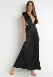Czarna Sukienka Aedice. Czarne sukienki damskie Born2be, bez wzorów, eleganckie, bez ramiączek. Za 259.99 zł.
