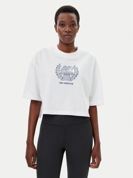 New Balance T-Shirt WT51935 Biały Oversize. Białe t-shirty damskie New Balance, l, bez wzorów, z bawełny, bez kołnierzyka. Za 119.99 zł.