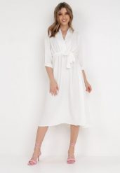 Biała Sukienka Rheniolea. Białe sukienki damskie Born2be, bez wzorów, eleganckie, bez ramiączek. Za 129.99 zł.