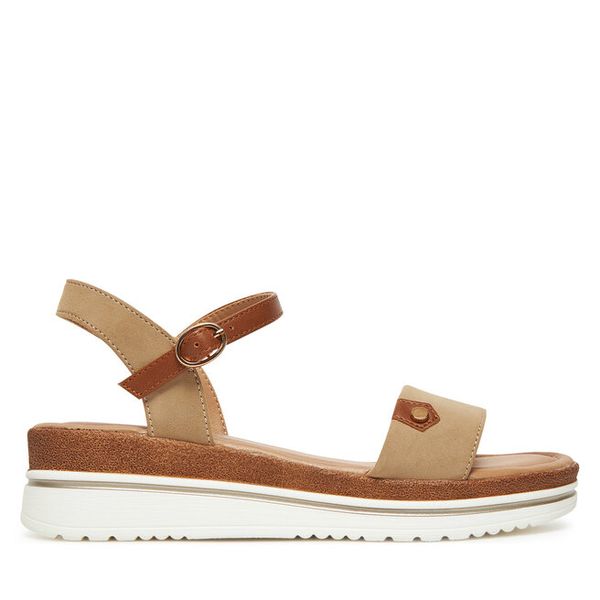 Sandały Clara Barson. Brązowe sandały damskie Clara Barson, bez wzorów, bez obcasa, na koturnie, bez zapięcia. Za 119.99 zł.