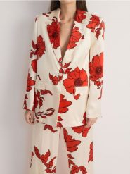 Wzorzysta marynarka oversize - wielobarwny. Marynarki i żakiety damskie Reserved, l, bez wzorów, z tkaniny. W wyprzedaży za 139.99 zł.
