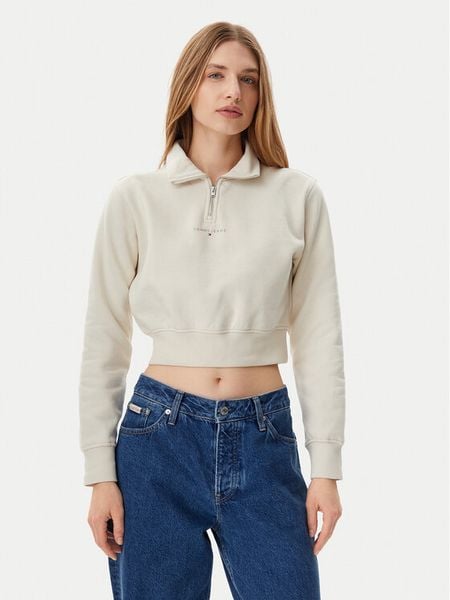 Tommy Jeans Bluza DW0DW20305 Beżowy Regular Fit. Brązowe bluzy damskie Tommy Jeans, m, bez wzorów, z bawełny, bez kaptura. Za 255.99 zł.