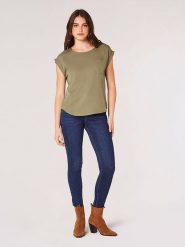 Apricot Koszulka w kolorze khaki rozmiar: XS. Brązowe bluzki damskie Apricot, xs, bez wzorów, z lyocellu, bez kołnierzyka, bez ramiączek. Za 62.03 zł.