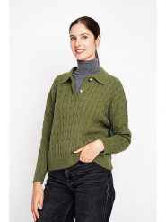 ASSUILI Sweter w kolorze khaki rozmiar: 42. Brązowe swetry klasyczne damskie Assuili, ze splotem, bez kołnierzyka. Za 113.99 zł.