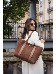 Maison héritage PARIS Skórzany shopper bag "Elis Suede" w kolorze jasnobrązowym - 41 x 30 x 10 cm rozmiar: onesize. Brązowe shopper bag maison héritage PARIS, bez wzorów, z materiału, na ramię, bez dodatków. Za 354.94 zł.