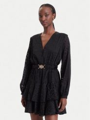 Guess Sukienka koktajlowa W6BK42 W4225 Czarny Regular Fit. Czarne sukienki damskie Guess, z aplikacjami, z syntetyku, wizytowe, bez ramiączek. Za 694.99 zł.