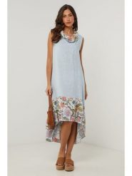 Le Monde du Lin Lniana sukienka w kolorze błękitnym rozmiar: 36/38. Niebieskie sukienki damskie Le Monde du Lin, bez wzorów, ze lnu, klasyczne, bez ramiączek. Za 157.73 zł.