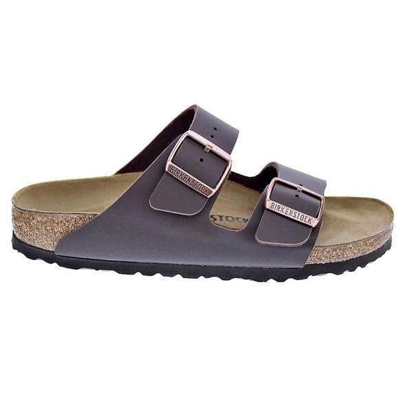 Klapki damskie Birkenstock Arizona BF. Brązowe klapki damskie Birkenstock, bez wzorów, z materiału, bez obcasa, bez zapięcia. Za 380.66 zł.