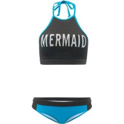 Bikini z biustonoszem bustier (2 części) bonprix czarno-turkusowy. Czarne bikini bonprix, z haftami. Za 59.99 zł.