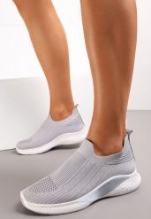 Szare Buty Sportowe na Tłoczonej Podeszwie z Elastyczną Cholewką Taiden. Szare obuwie sportowe casual damskie Renee, bez zapięcia. Za 44.99 zł.