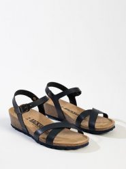 BACKSUN Sandały "Nalec" w kolorze granatowym rozmiar: 40. Niebieskie sandały damskie Backsun, bez wzorów, z materiału, z otwartym noskiem, bez obcasa, bez zapięcia. Za 130.99 zł.