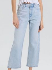 Jeansy straight cropped high waist - niebieski. Niebieskie jeansy damskie Sinsay, z podwyższonym stanem. Za 69.99 zł.
