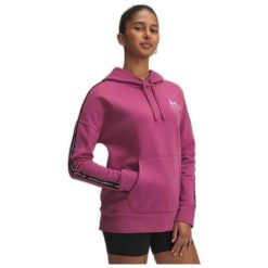 Bluza Under Armour Icon Fleece Taped Hoody. Fioletowe bluzy damskie Under Armour, bez wzorów, bez kaptura. Za 179.99 zł.