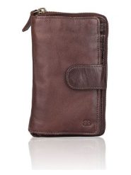 Bellicci Skórzany portfel w kolorze ciemnobrązowym - 19 x 11 x 2,5 cm rozmiar: onesize. Brązowe portfele damskie Bellicci, bez wzorów, z materiału. Za 113.99 zł.