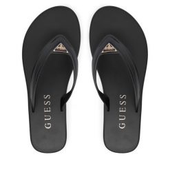 Japonki Guess. Czarne klapki damskie Guess, z aplikacjami, bez obcasa, bez zapięcia. Za 245.99 zł.