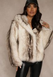 Jasnobeżowa Kurtka Futerko z Nieodpinanym Kapturem Tusnema. Brązowe kurtki damskie Renee, l, z aplikacjami, z futra. Za 269.99 zł.